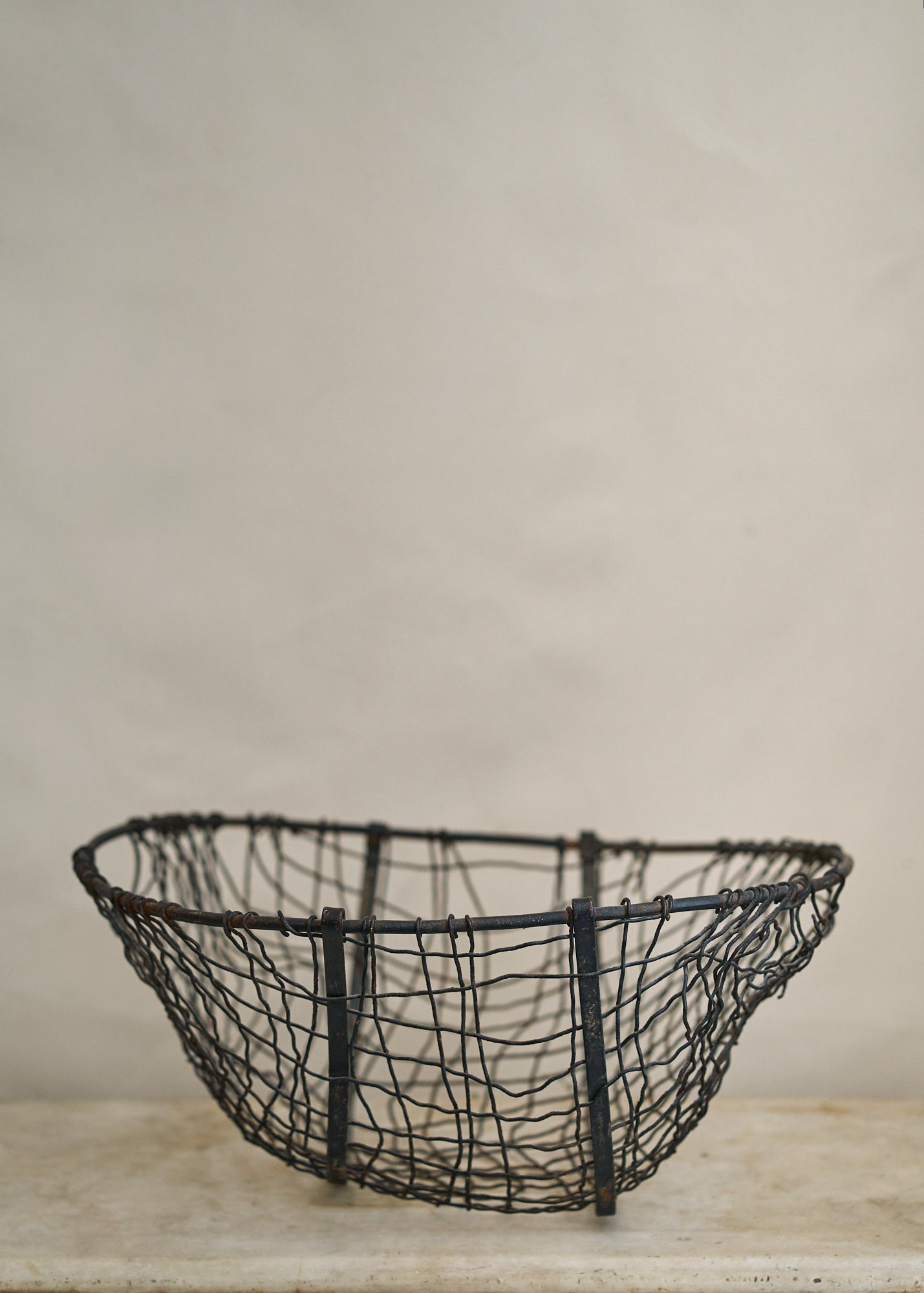 Primitive Handwoven Metal Farmhouse Basket
