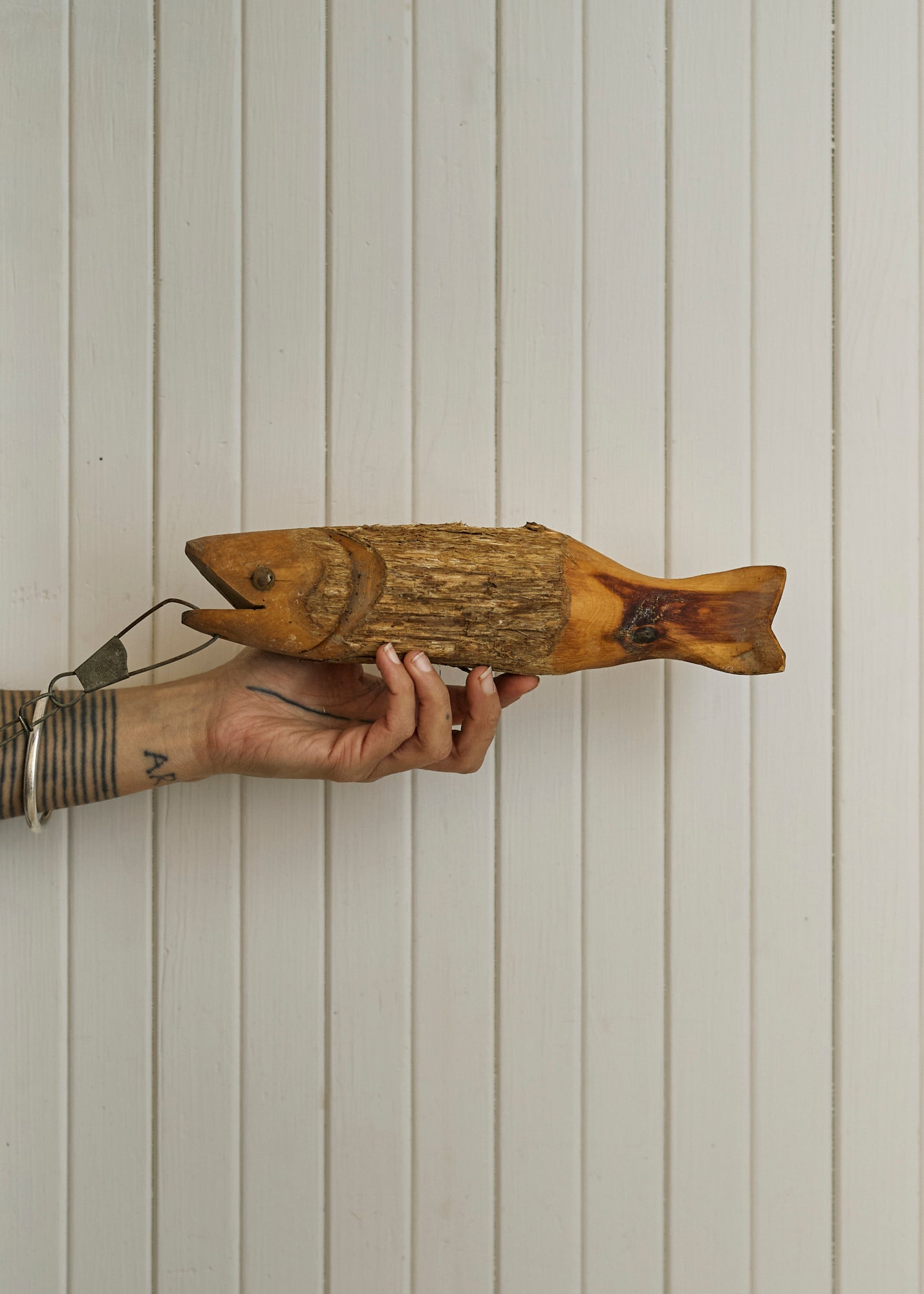 Folk Art Wooden Hanging Fish