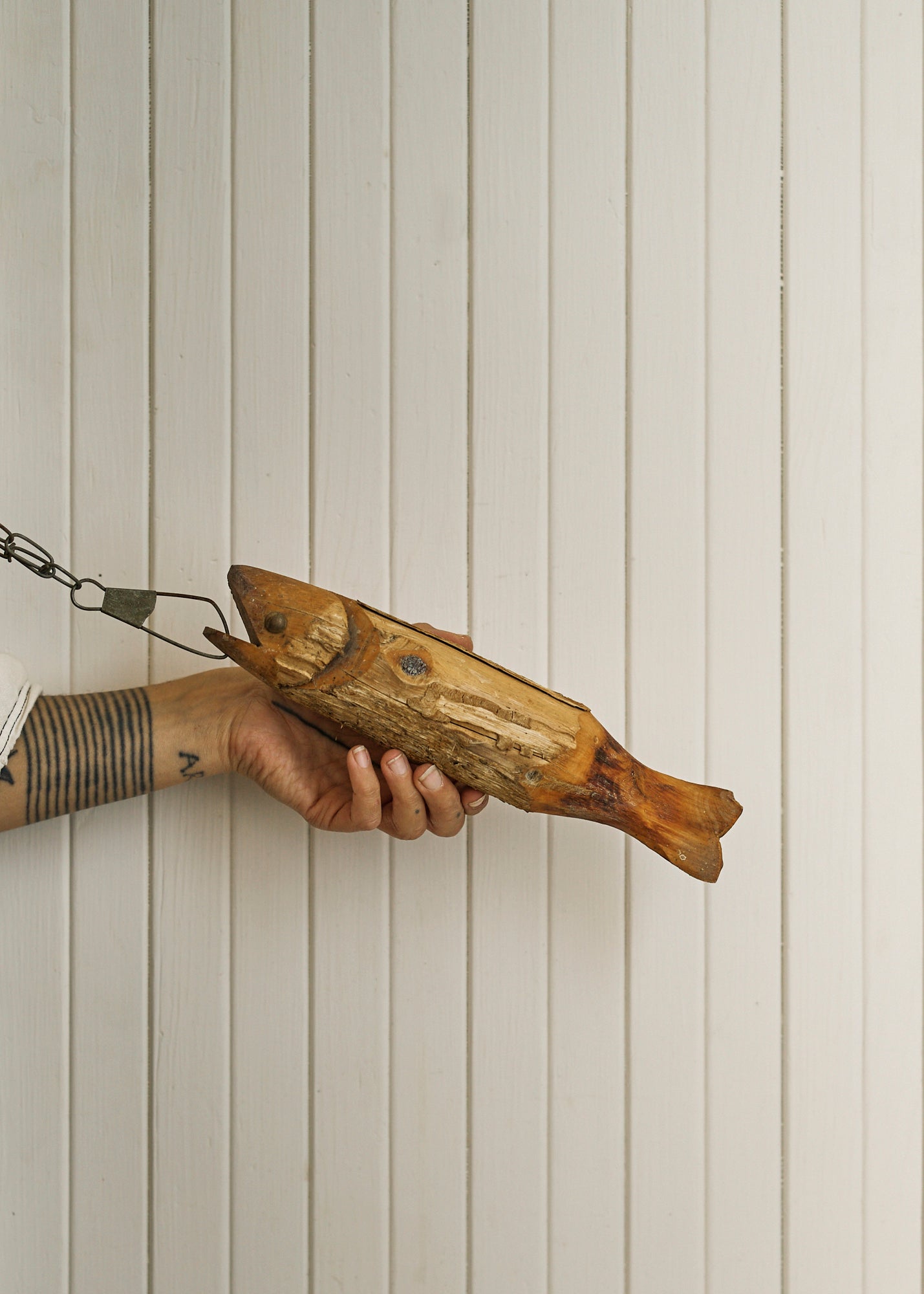 Folk Art Wooden Hanging Fish