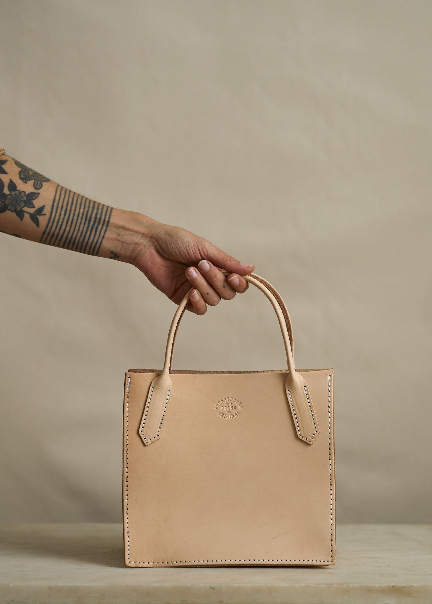 Petite Leather Dock Bag in Natural Veg Tan