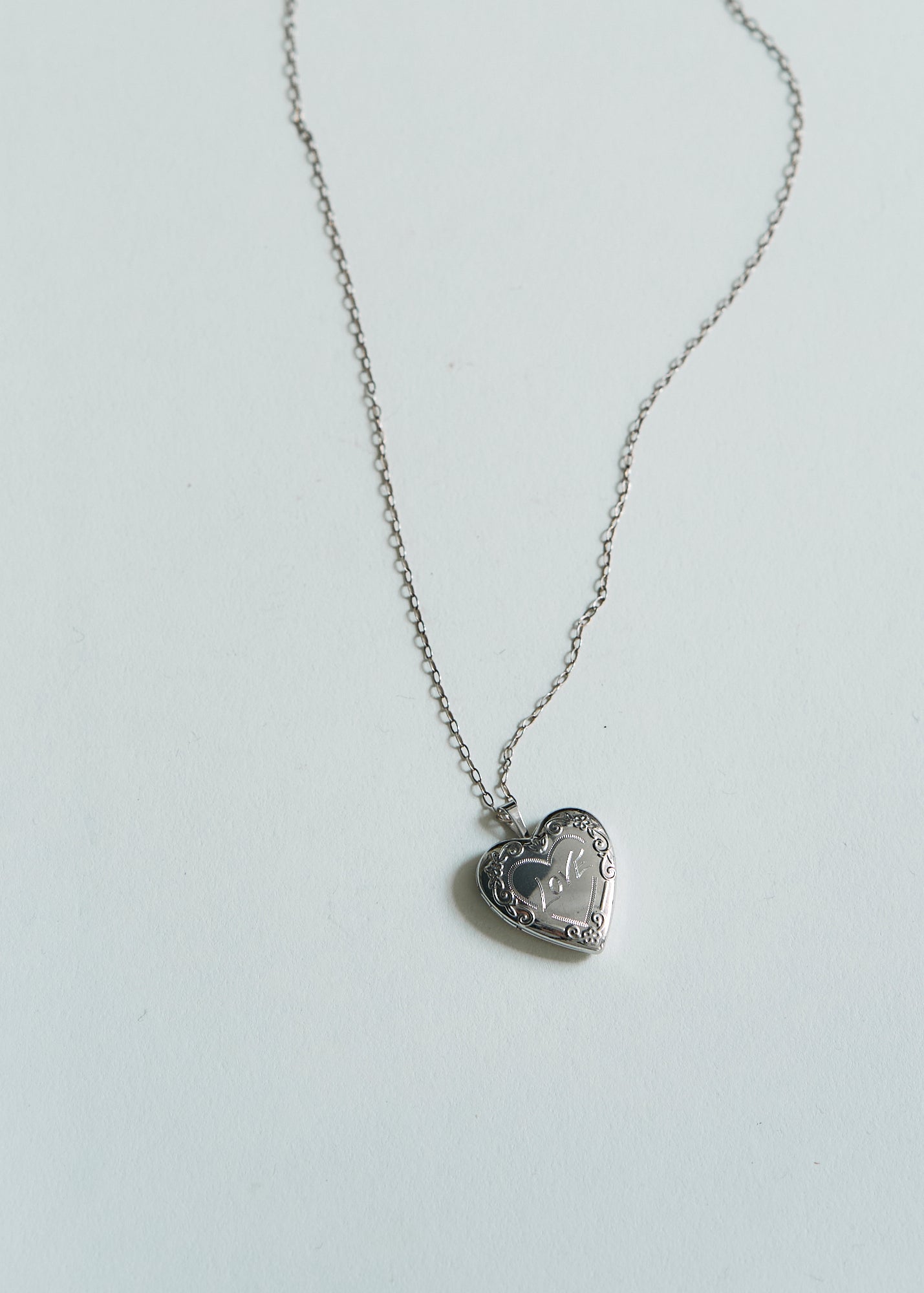 Vintage Sterling Heart Locket Necklace