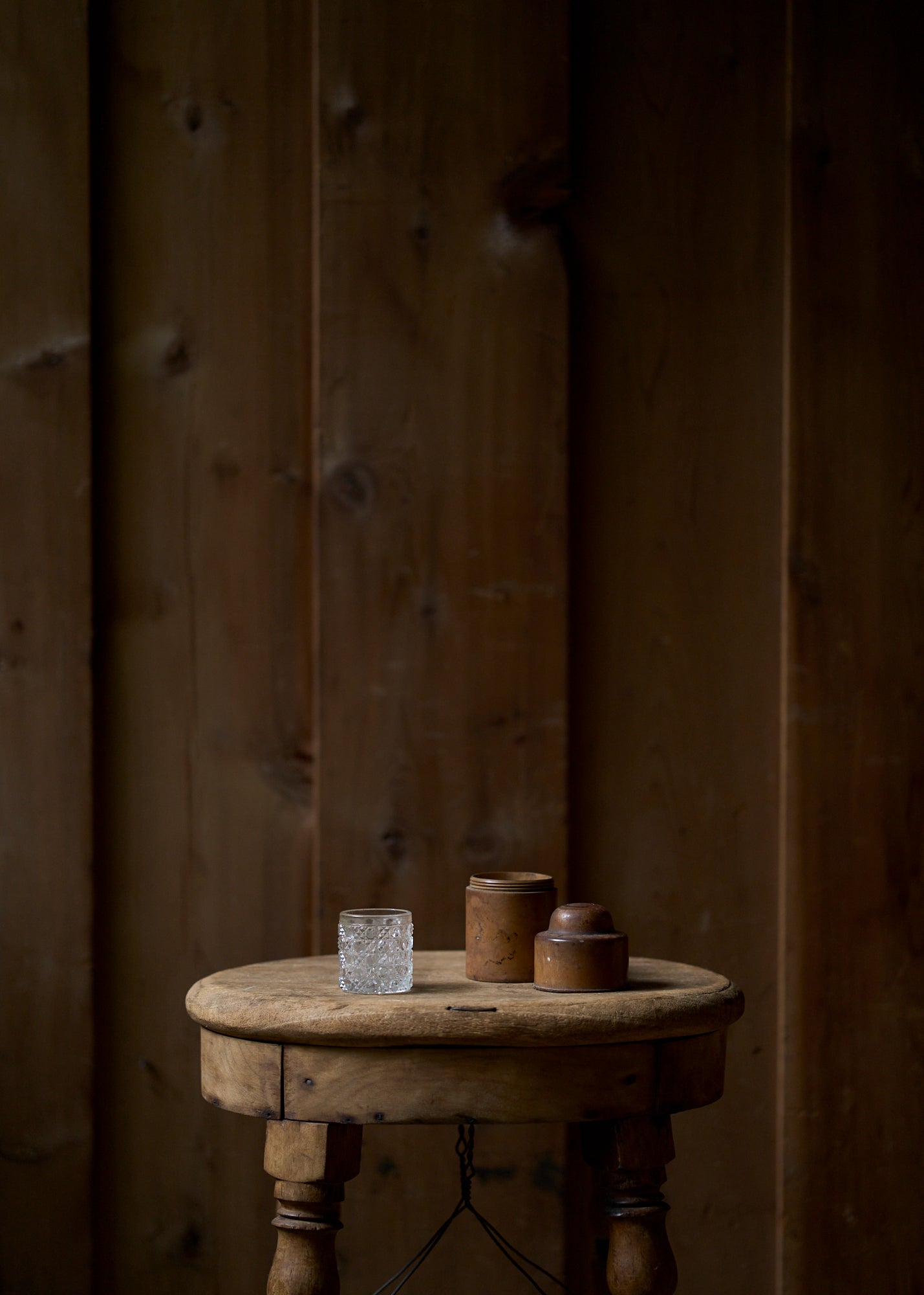 Antique Crystal Glass in Wood Case
