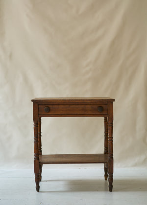 Antique Pine Side Table with Turned Legs