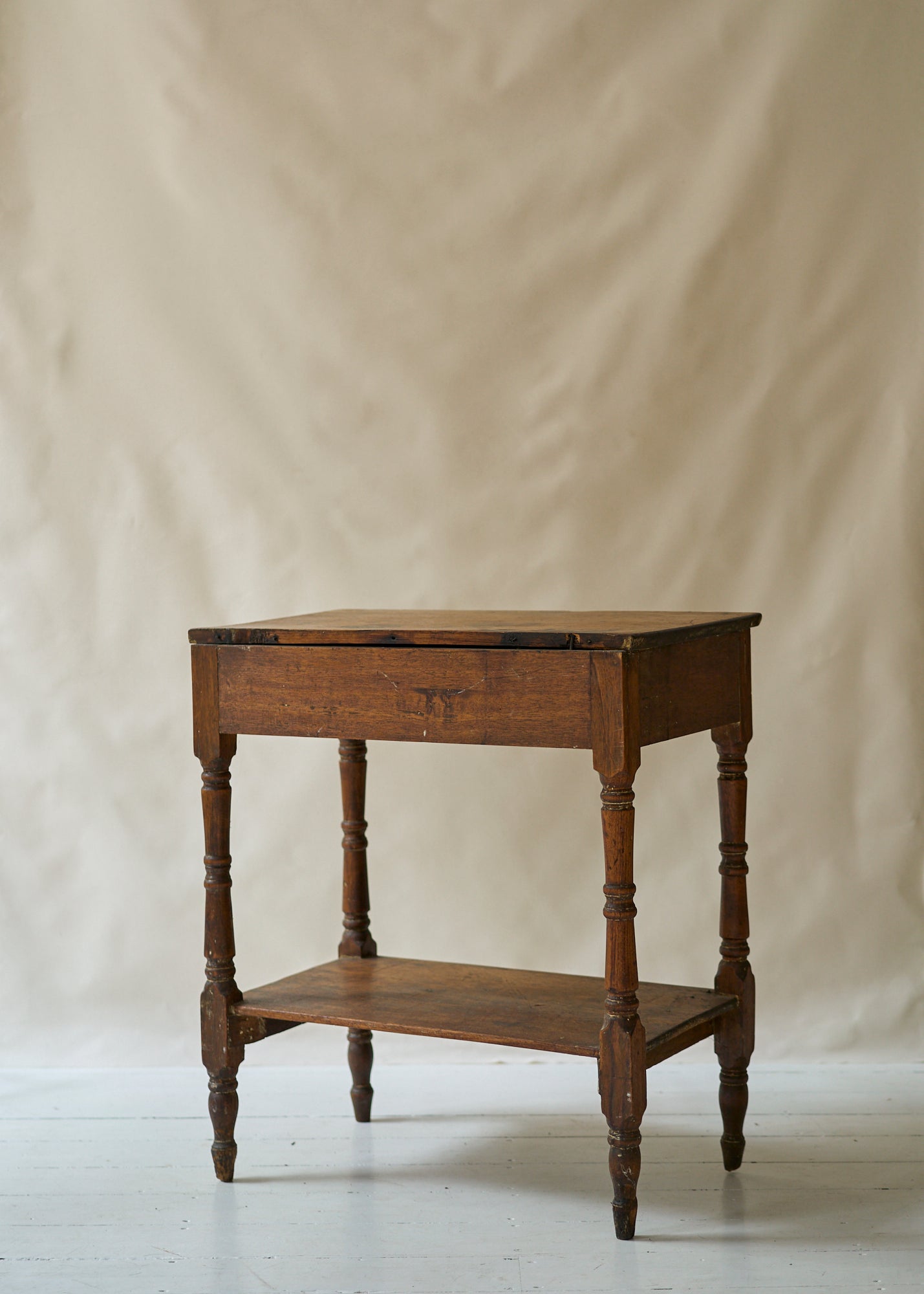 Antique Pine Side Table with Turned Legs