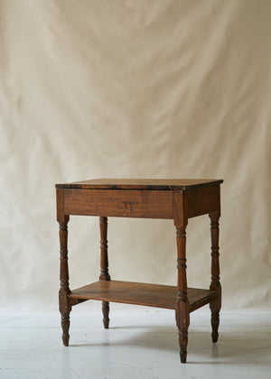 Antique Pine Side Table with Turned Legs