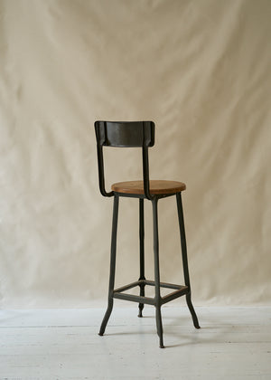 Vintage Wood and Metal Stool