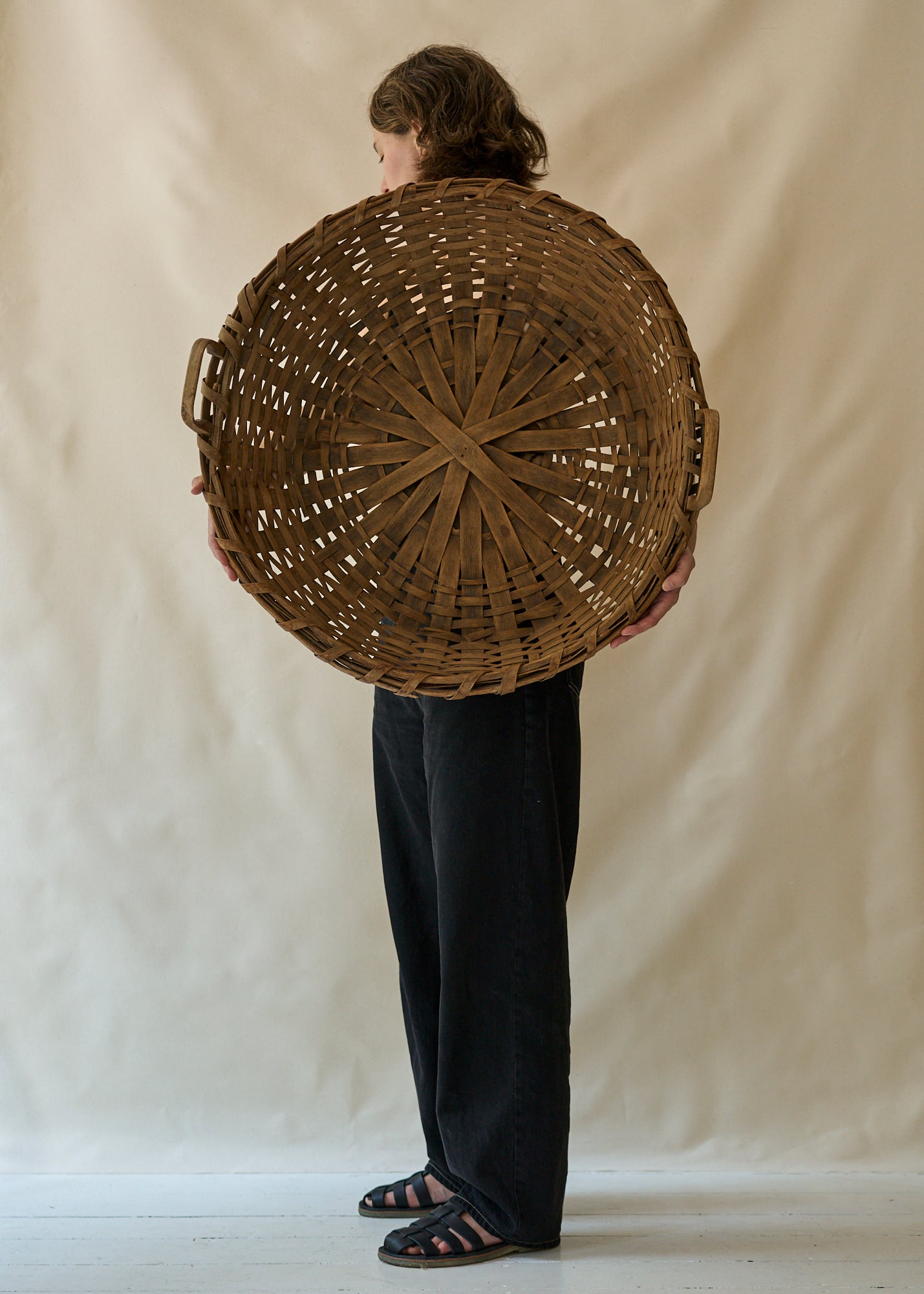 Antique Large Woven Gathering Basket