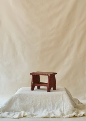 1914 Painted Red Handmade Stool