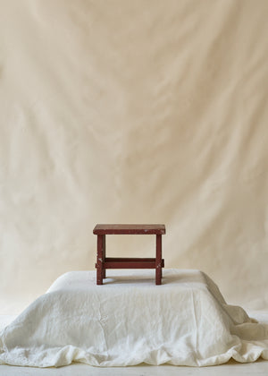 1914 Painted Red Handmade Stool
