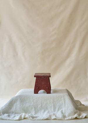 1914 Painted Red Handmade Stool