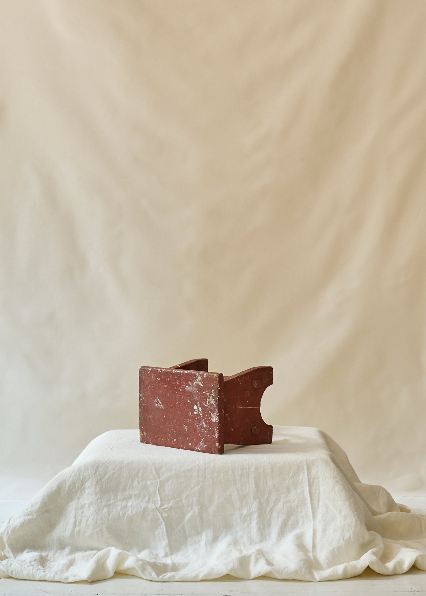 1914 Painted Red Handmade Stool