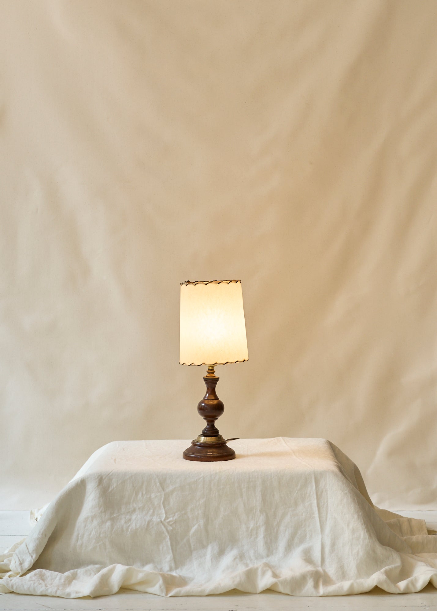 Vintage Dark Wood Table Lamp