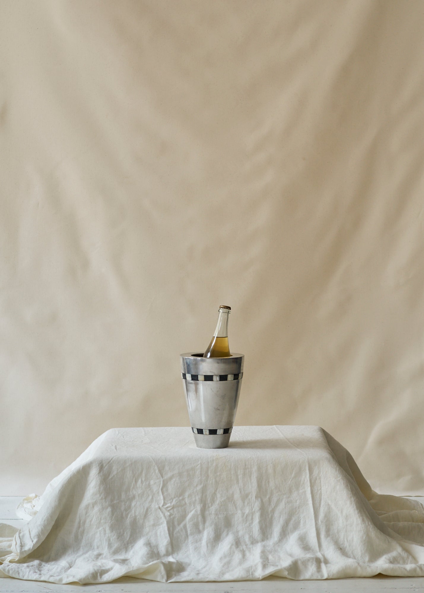 Vintage Stainless and Mother of Pearl Champagne Bucket