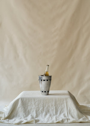 Vintage Stainless and Mother of Pearl Champagne Bucket