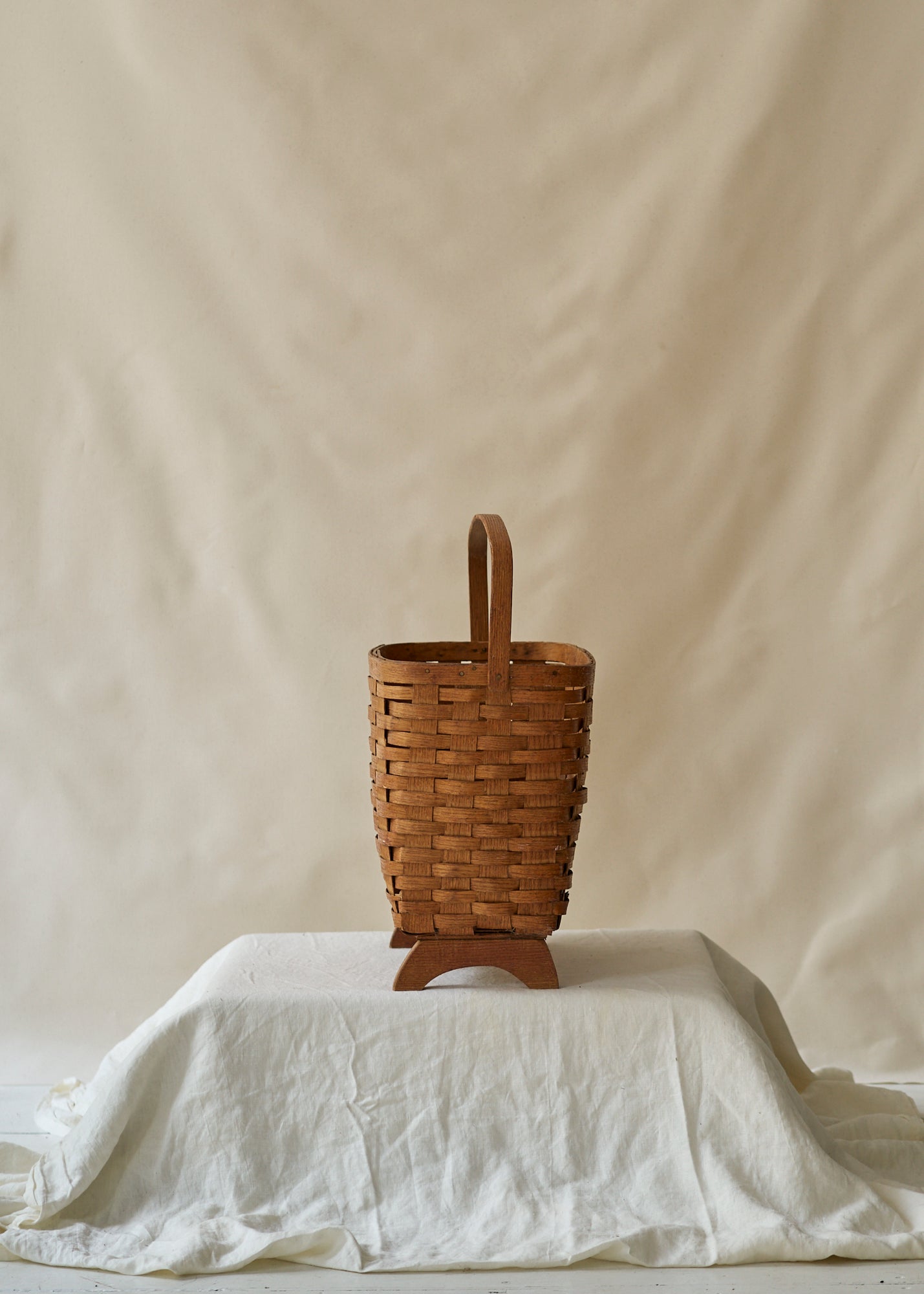 Antique Footed Basket with Handle