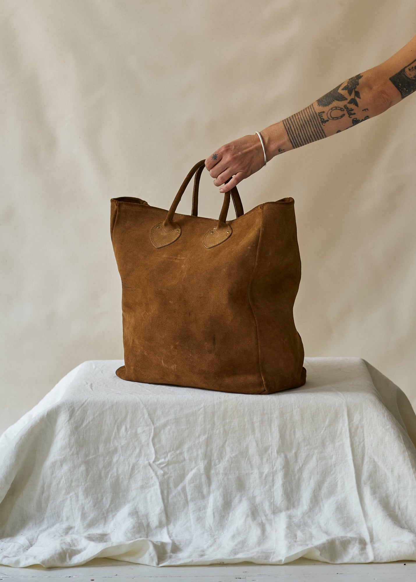 Vintage Suede Tote Bag