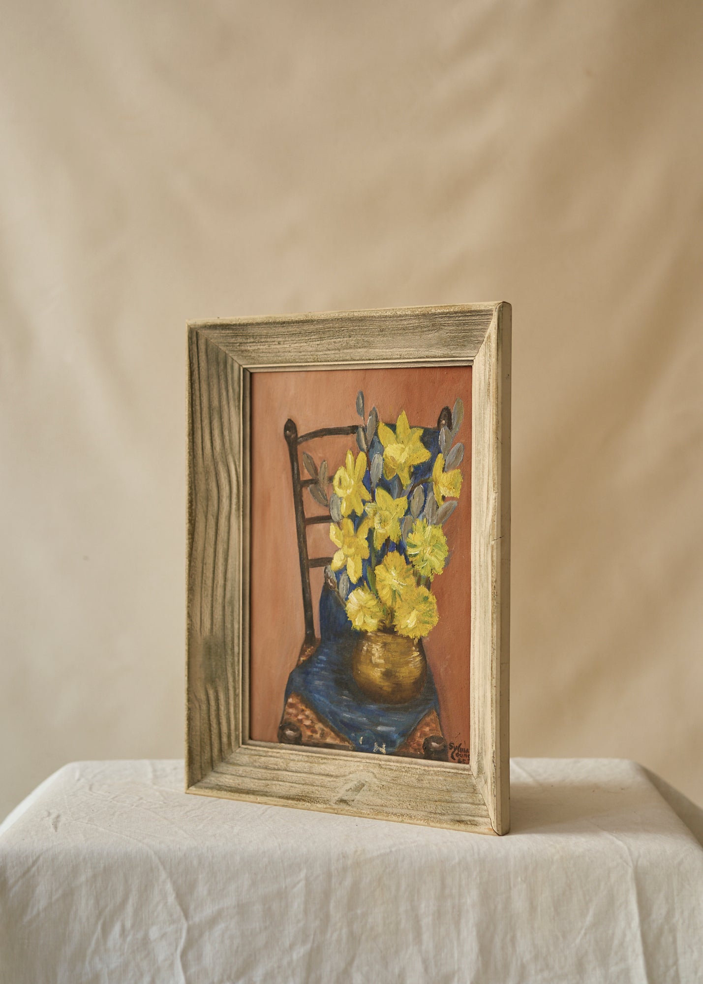 Vintage Oil Painting of Daffodils