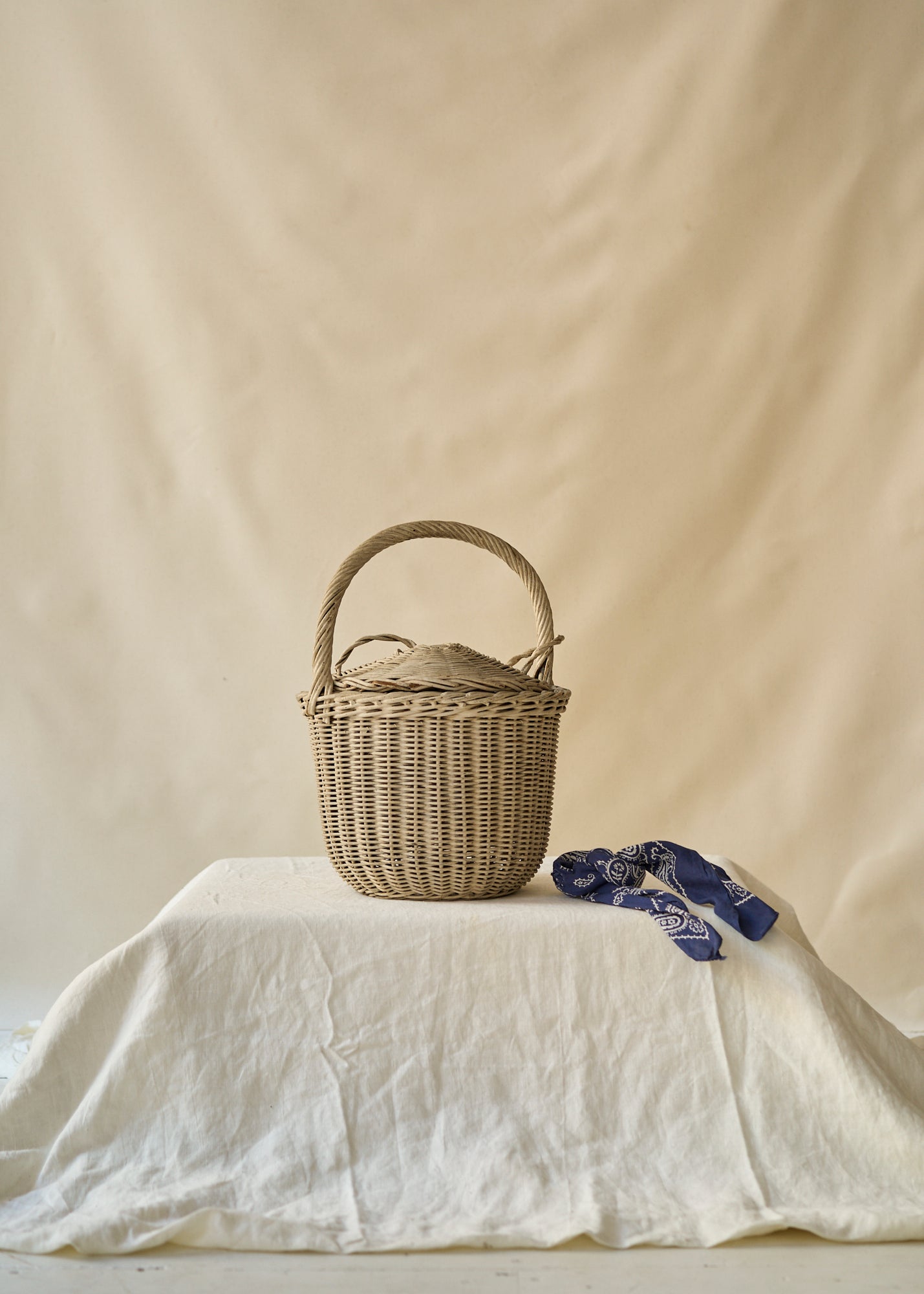 Vintage Woven Basket with Lid
