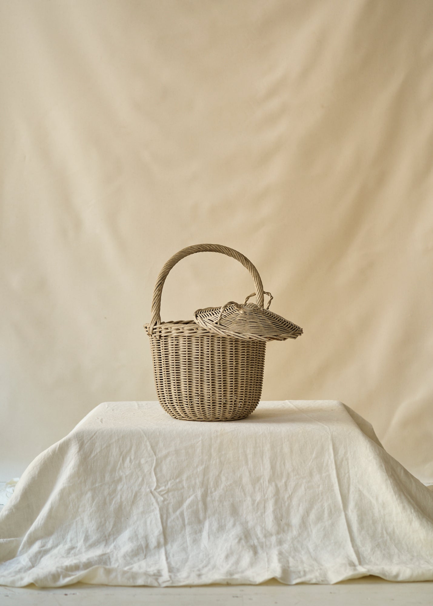 Vintage Woven Basket with Lid