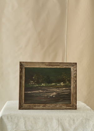 Vintage Woodland River Oil Painting