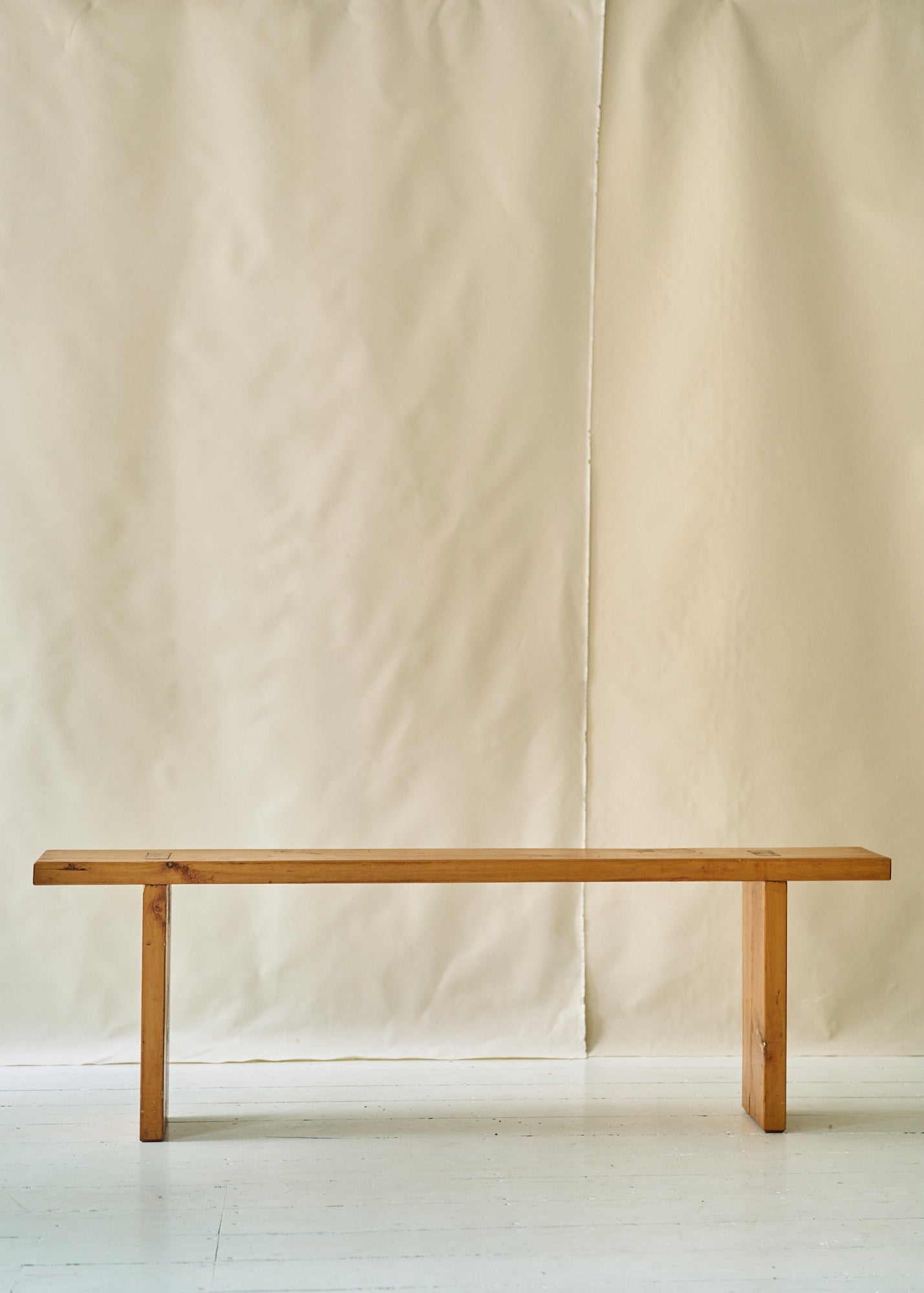 Mid Century Slim Pine Bench