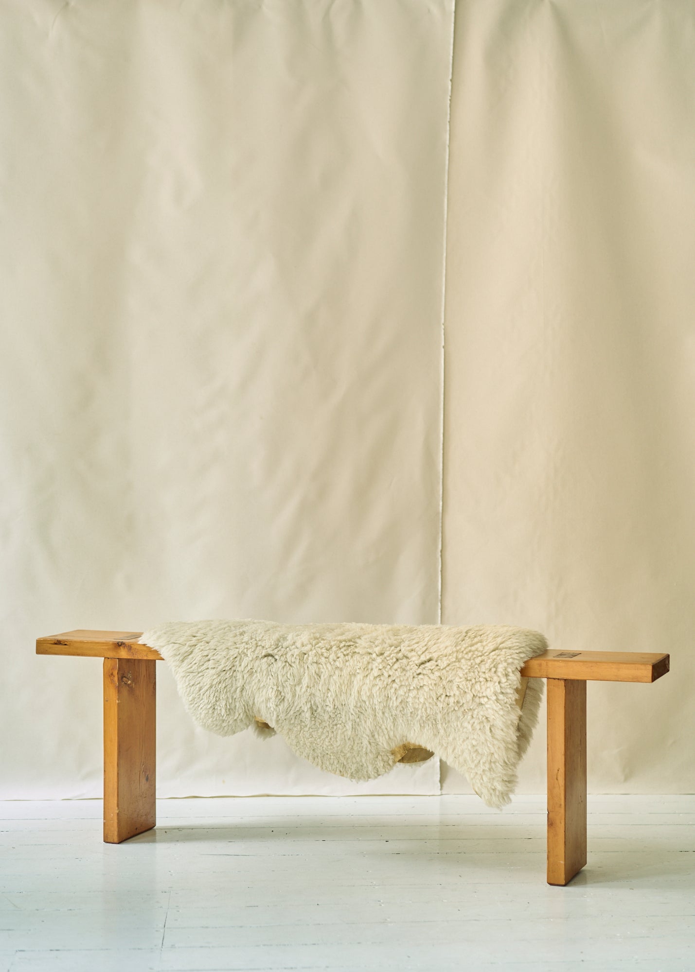 Mid Century Slim Pine Bench