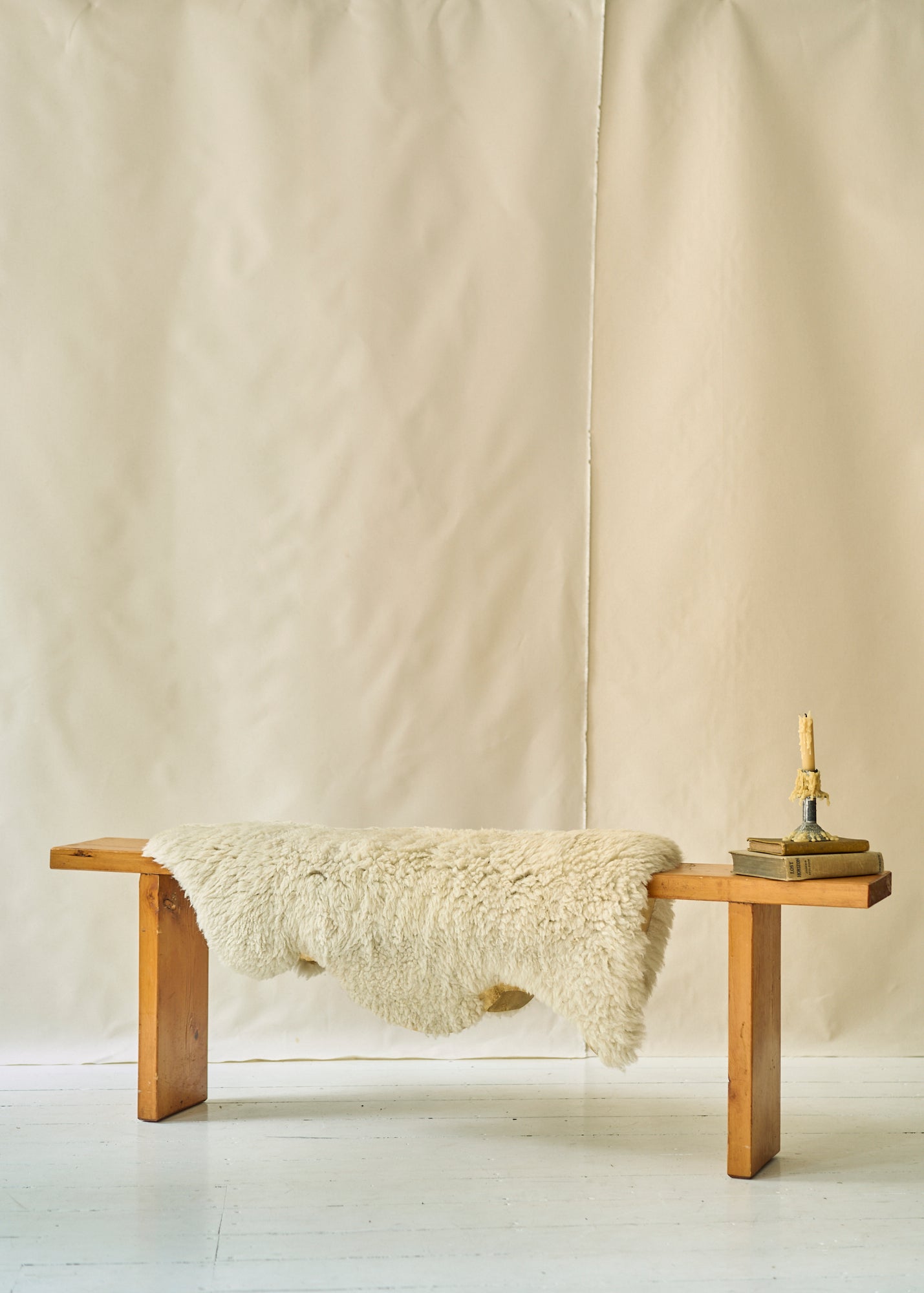 Mid Century Slim Pine Bench