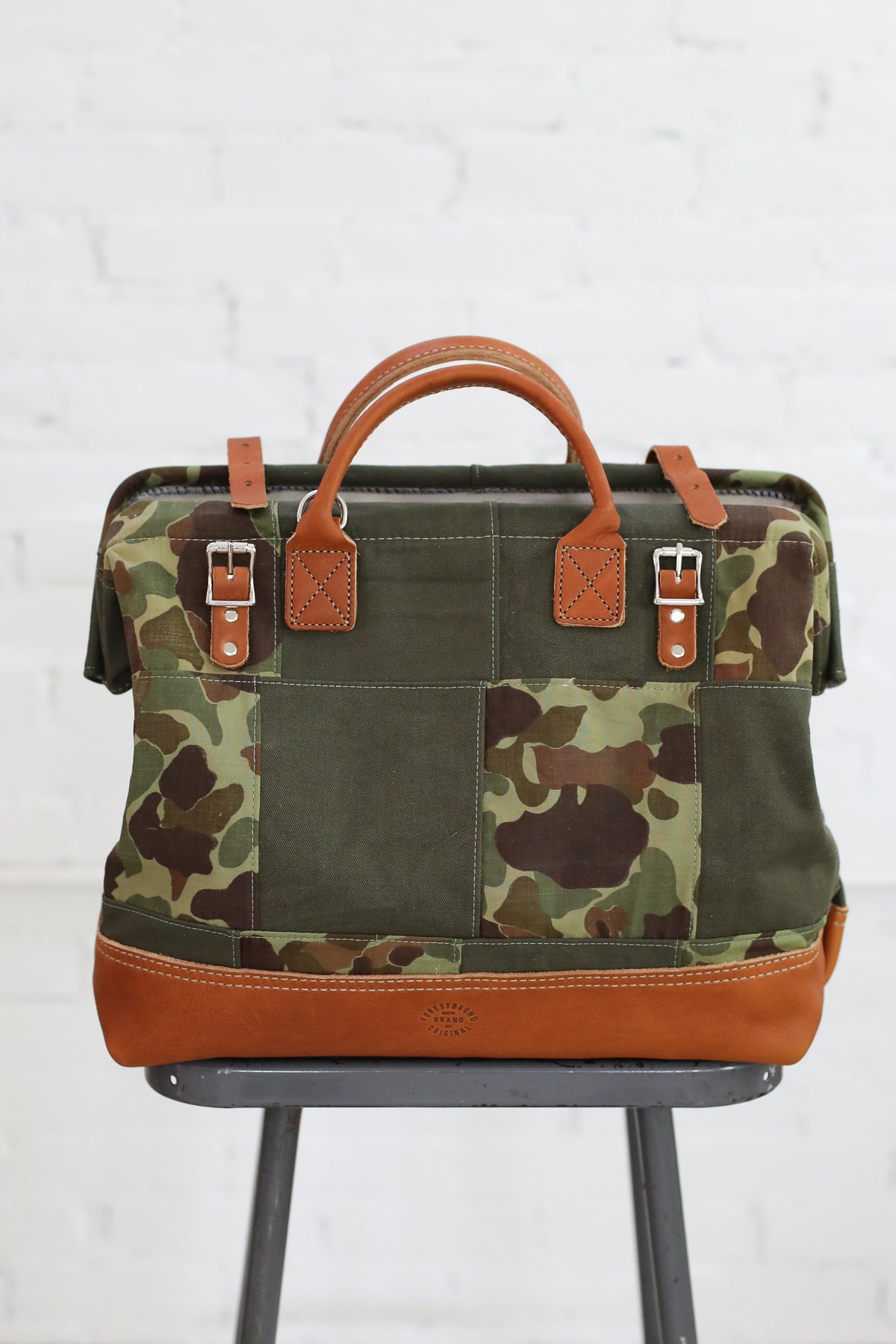 1940's era Salvaged Canvas Patchwork Carryall