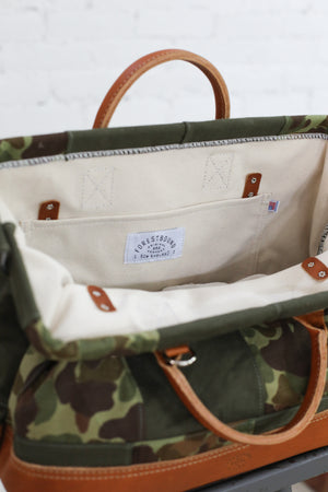 1940's era Salvaged Canvas Patchwork Carryall