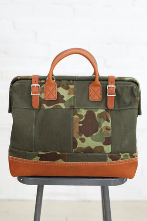 1940's era Salvaged Canvas Patchwork Carryall