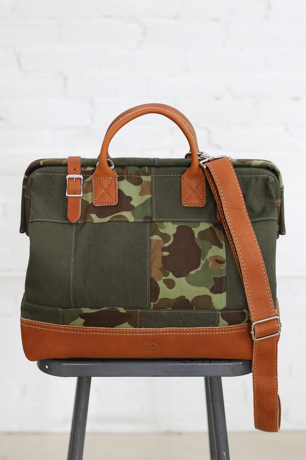 1940's era Salvaged Canvas Patchwork Carryall
