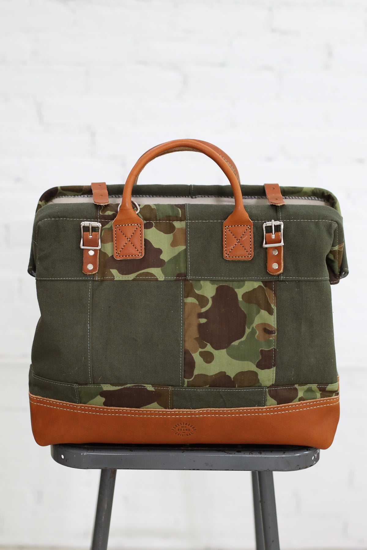 1940's era Salvaged Canvas Patchwork Carryall