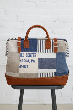 1940's era Salvaged Canvas Patchwork Carryall