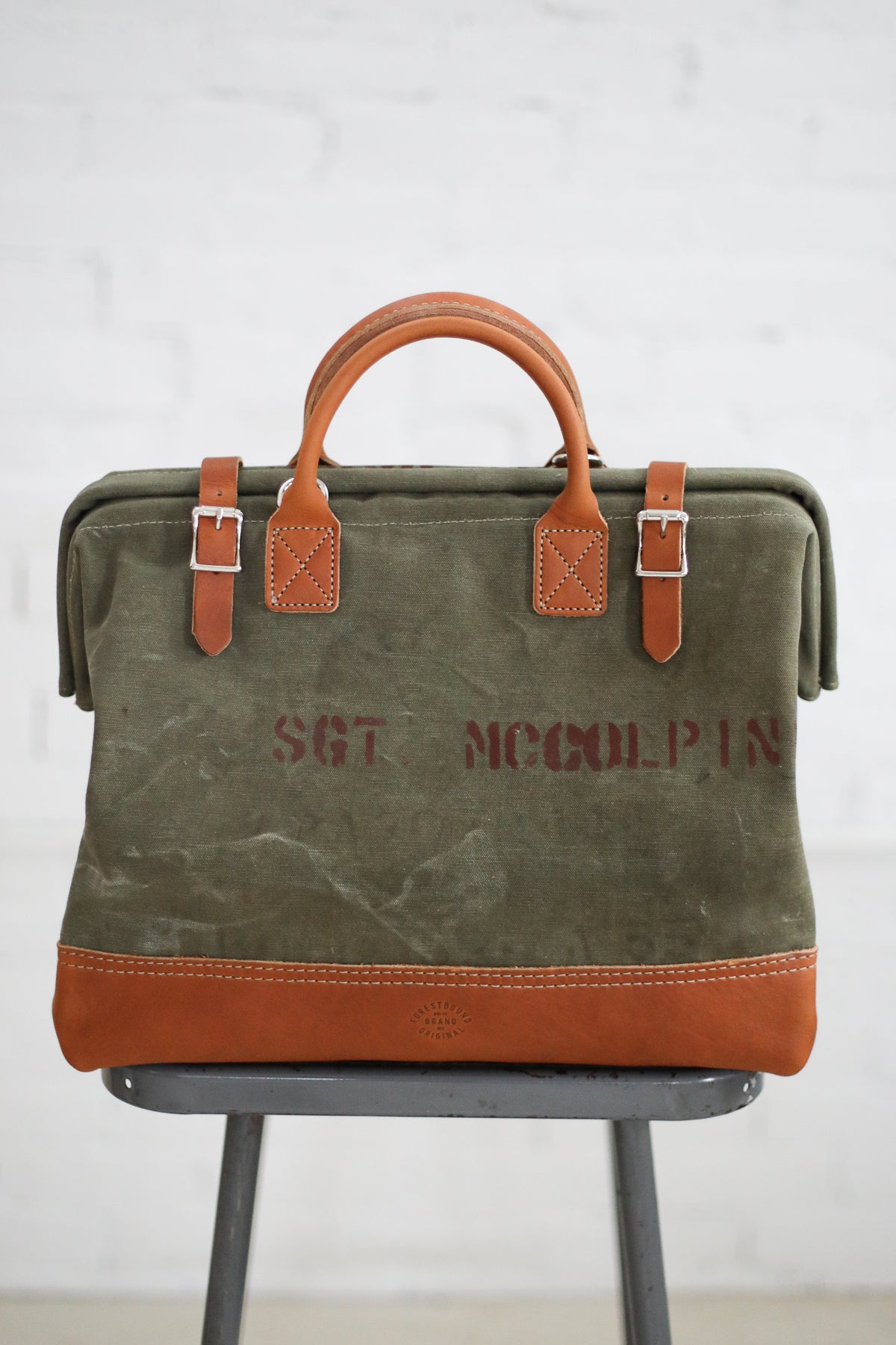 WWII era Salvaged Military Canvas Duffle Bag