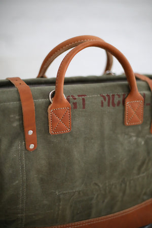 WWII era Salvaged Military Canvas Duffle Bag