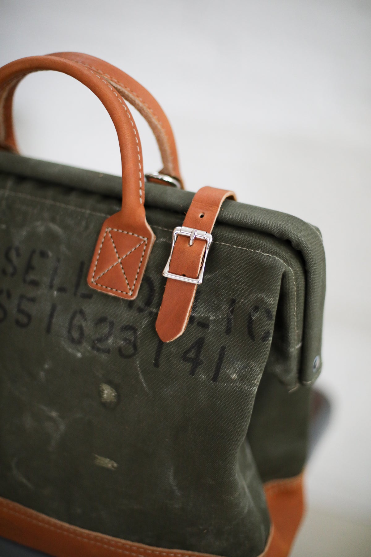 WWII era Salvaged Canvas Carryall