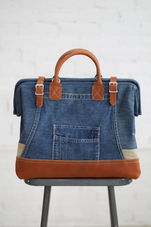 1950's era Salvaged Denim and Canvas Carryall