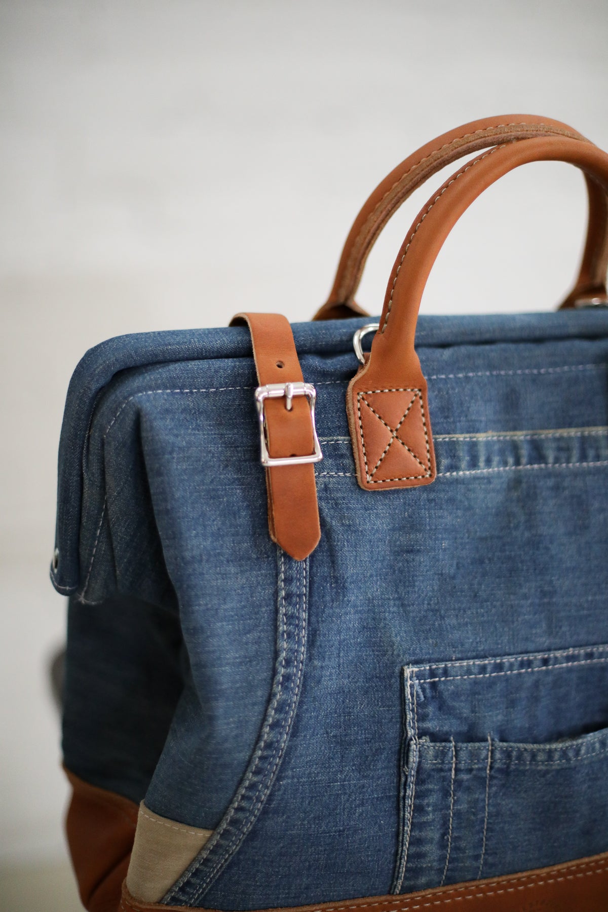 1950's era Salvaged Denim and Canvas Carryall