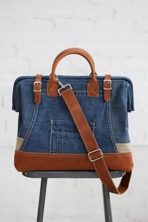 1950's era Salvaged Denim and Canvas Carryall