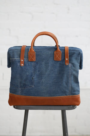 1950's era Salvaged Denim and Canvas Carryall