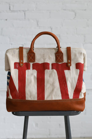 1940's era Salvaged Ice Cream Social Banner Carryall