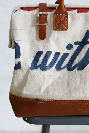 1940's era Salvaged Ice Cream Social Banner Carryall