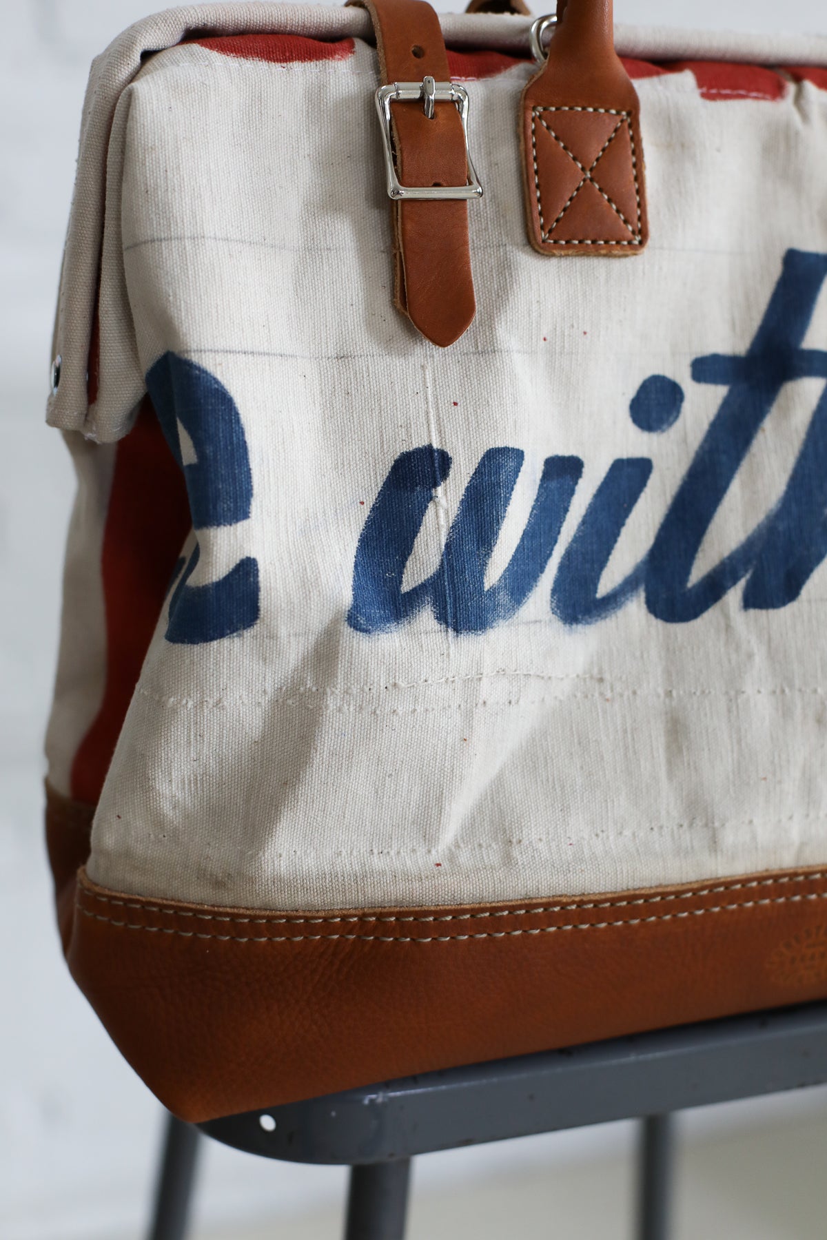 1940's era Salvaged Ice Cream Social Banner Carryall