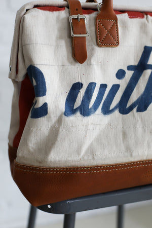 1940's era Salvaged Ice Cream Social Banner Carryall