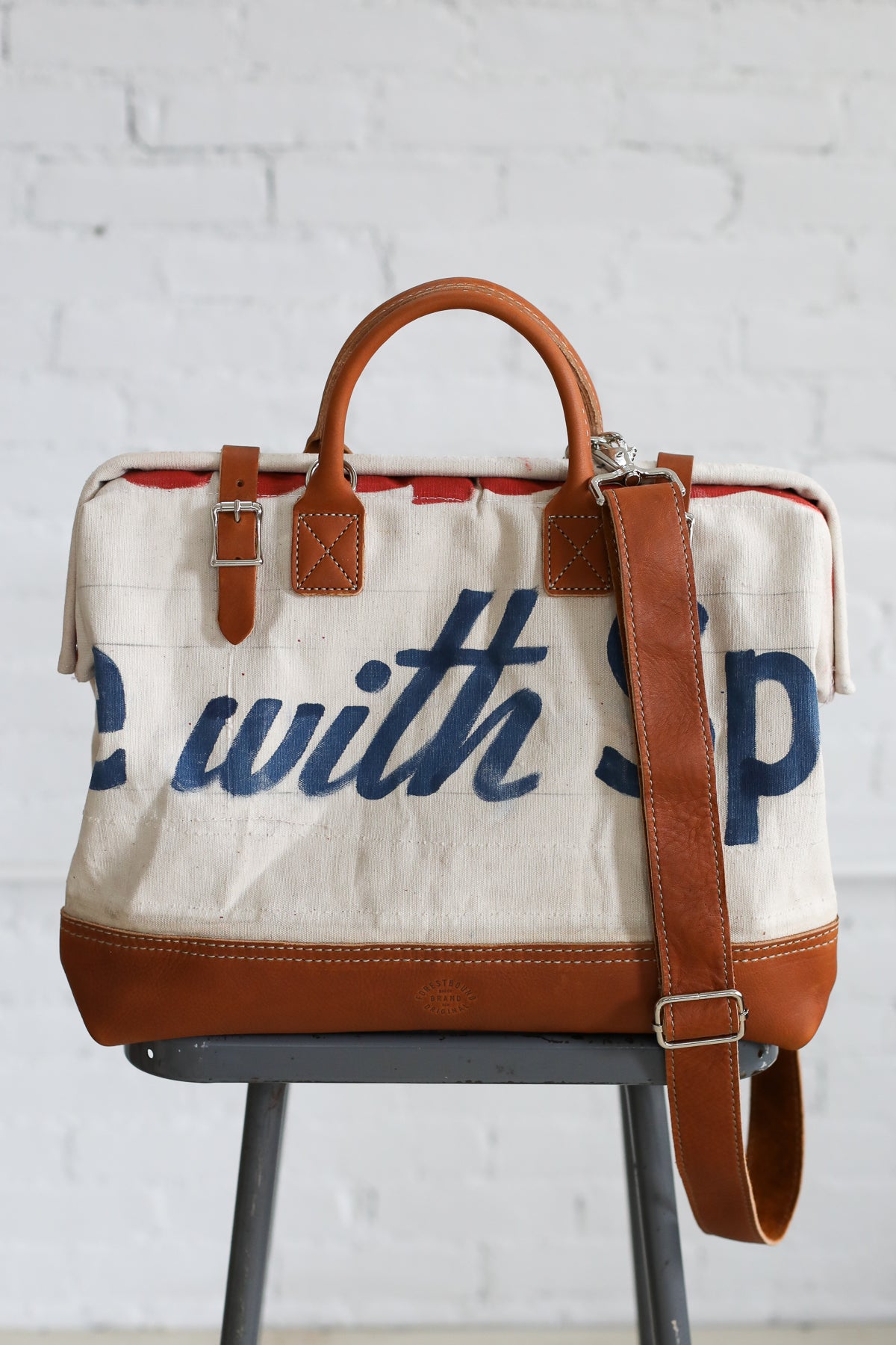 1940's era Salvaged Ice Cream Social Banner Carryall