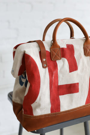 1940's era Salvaged Ice Cream Social Banner Carryall