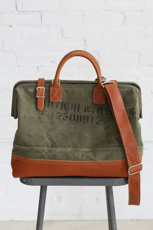 WWII era Salvaged Canvas Carryall