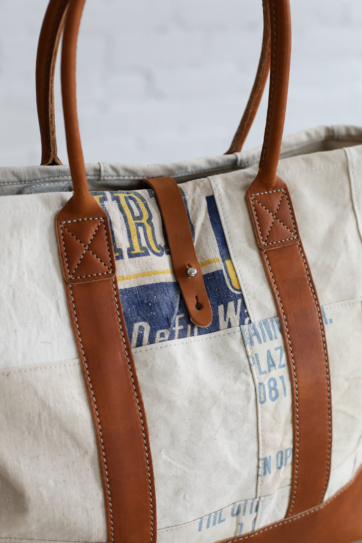 1940's era Salvaged Canvas Patchwork Tote Bag