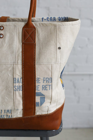 1940's era Salvaged Canvas Patchwork Tote Bag