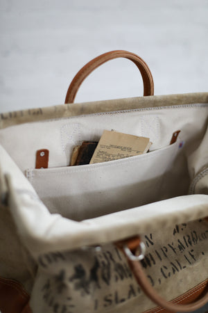 WWII era Salvaged US Navy Canvas Carryall